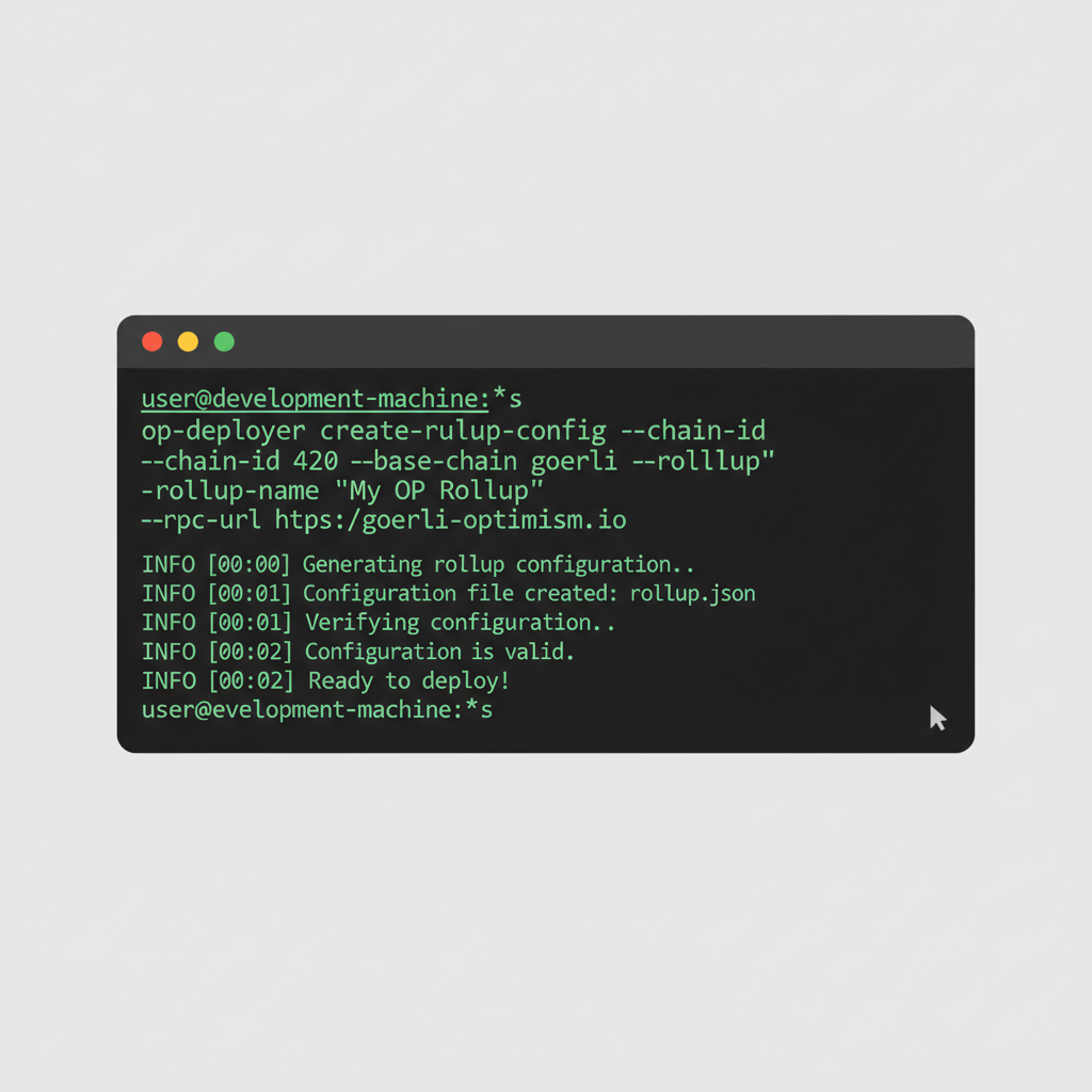 developer terminal running op-deployer command for OP Stack rollup configuration